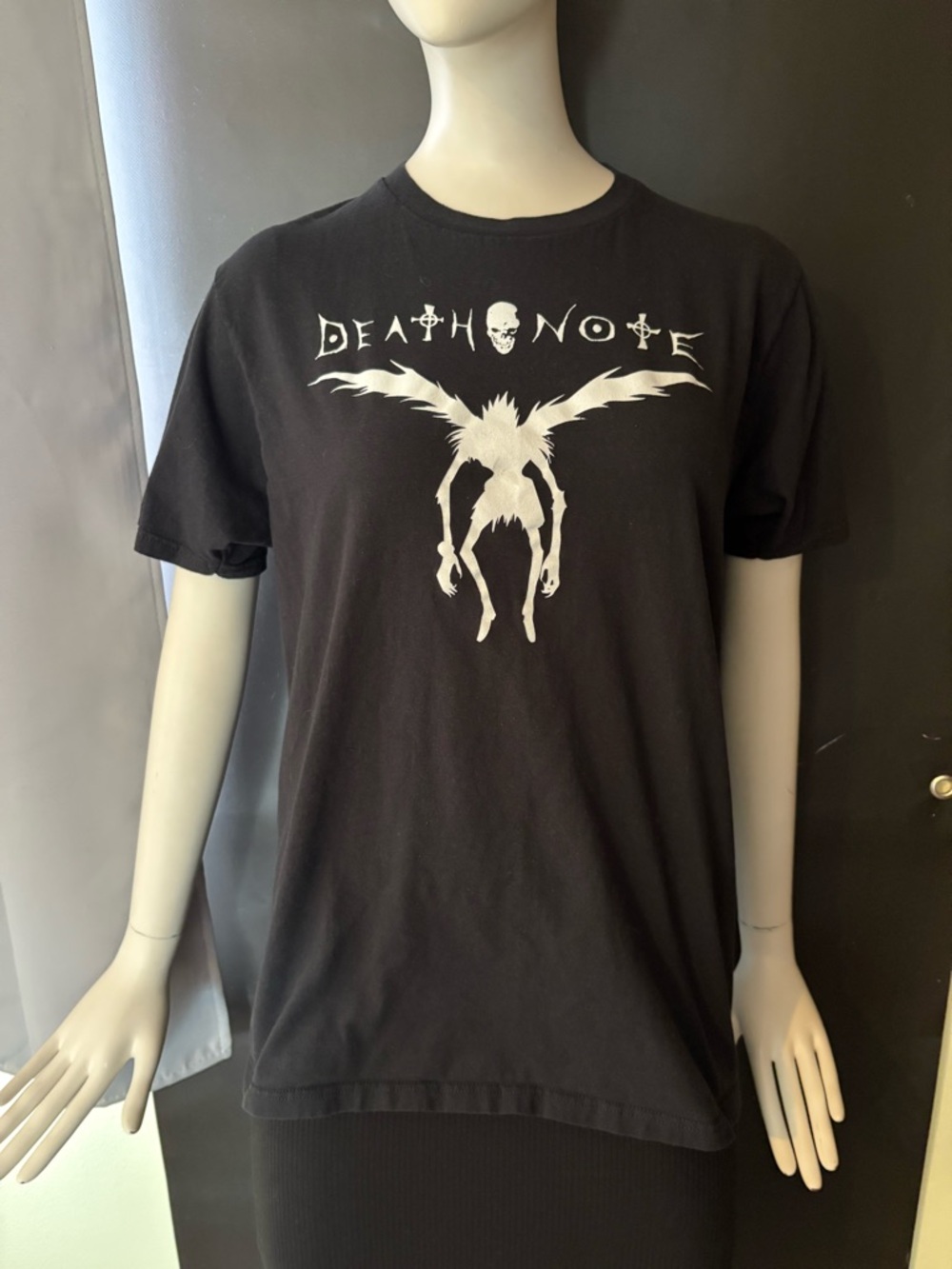 Men's Black Graphic Tee with White Death Note Design